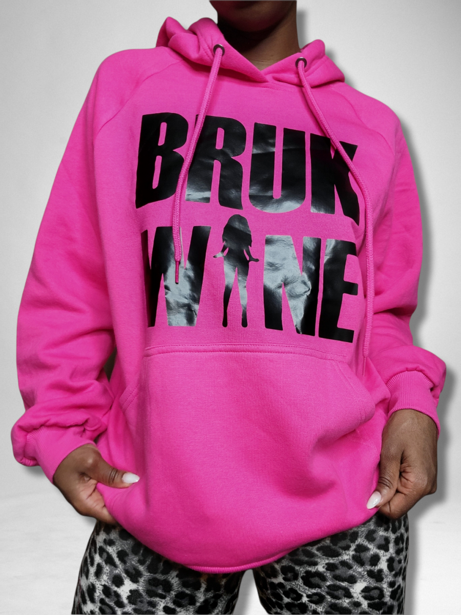 Neon Pink Hoodie W/Black Logo (Limited Edition) – Brukwine Shop
