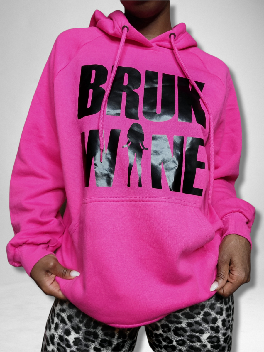 Neon Pink Hoodie W Black Logo Limited Edition Brukwine Shop