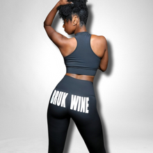 Load image into Gallery viewer, Black High Waisted Leggings w/White Logo
