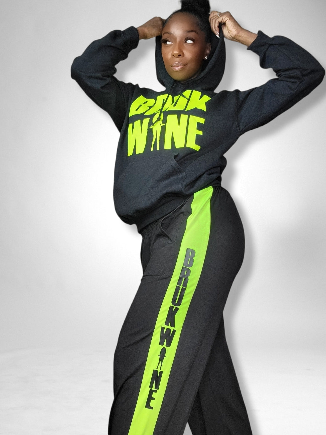 Black Joggers w Neon Stripe